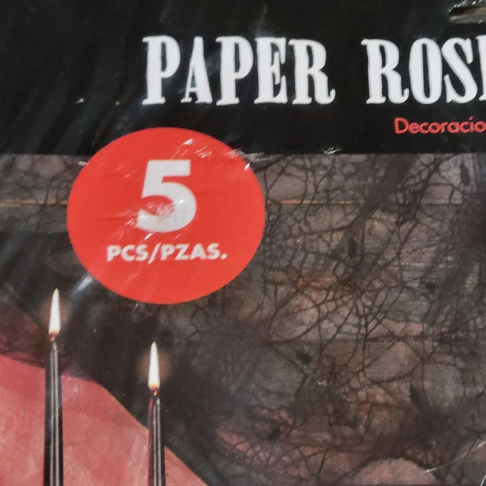 Paper Roses black Halloween decorations DIY Goth floral NWT